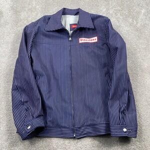 Firestone Mechanic Jacket Mens Size L Navy Blue Pinstripe Full Zip FS220001